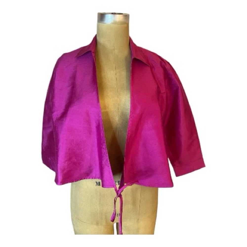 Ann Taylor Fuchsia Silk Open Front Jacket/blouse